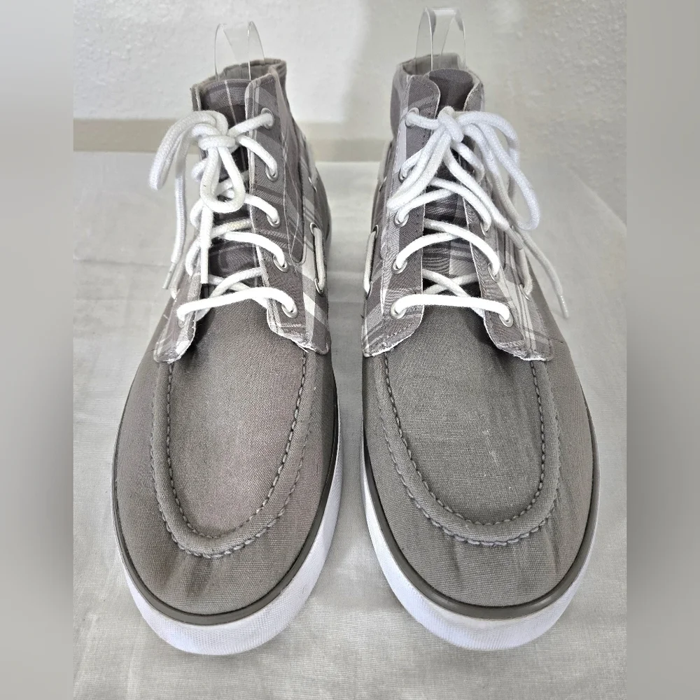 Polo Ralph Lauren Men's Lander Chukka Gray/Gray Plaid Canvas Boots Shoes, 10 D